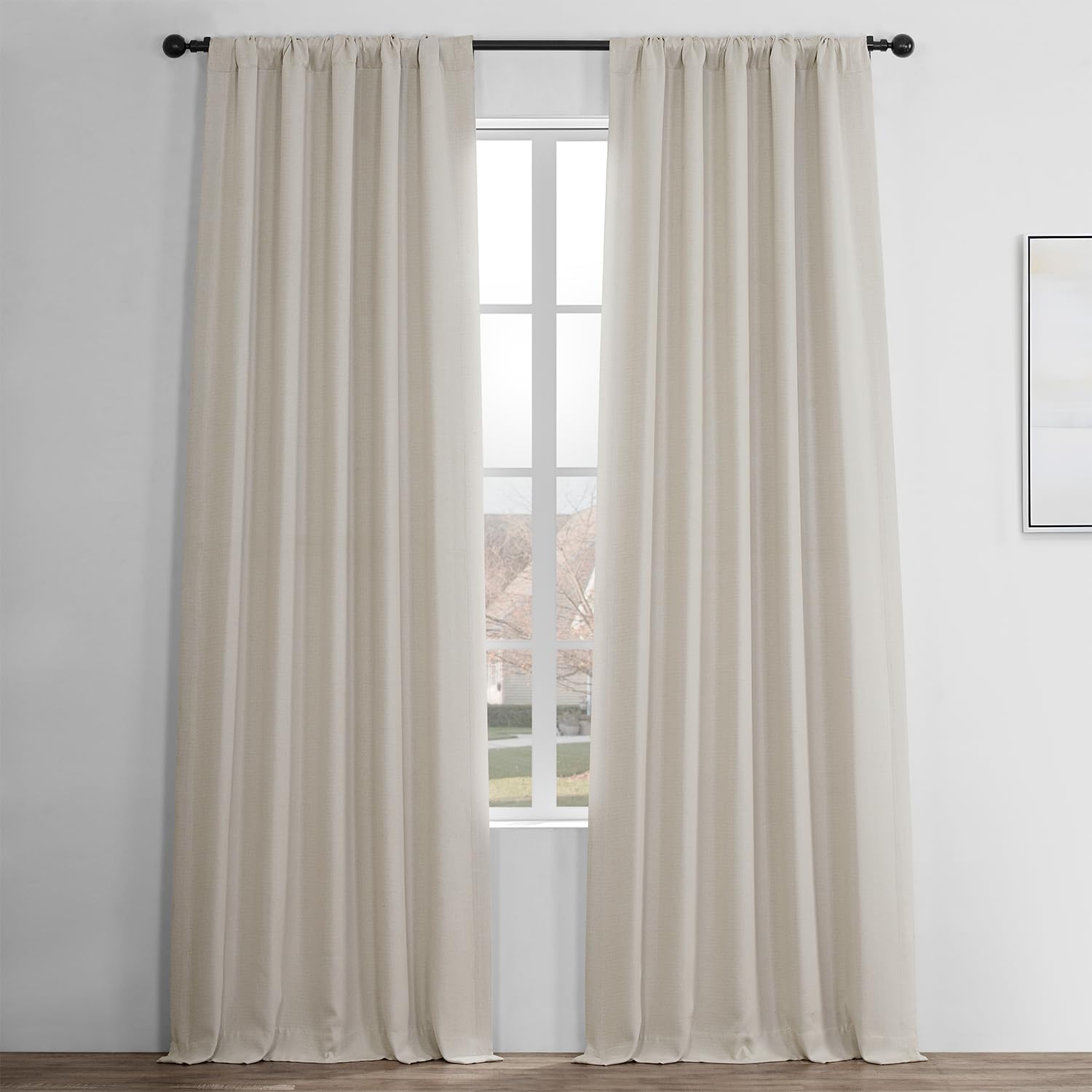 Room Darkening Faux Linen Curtain, Birch