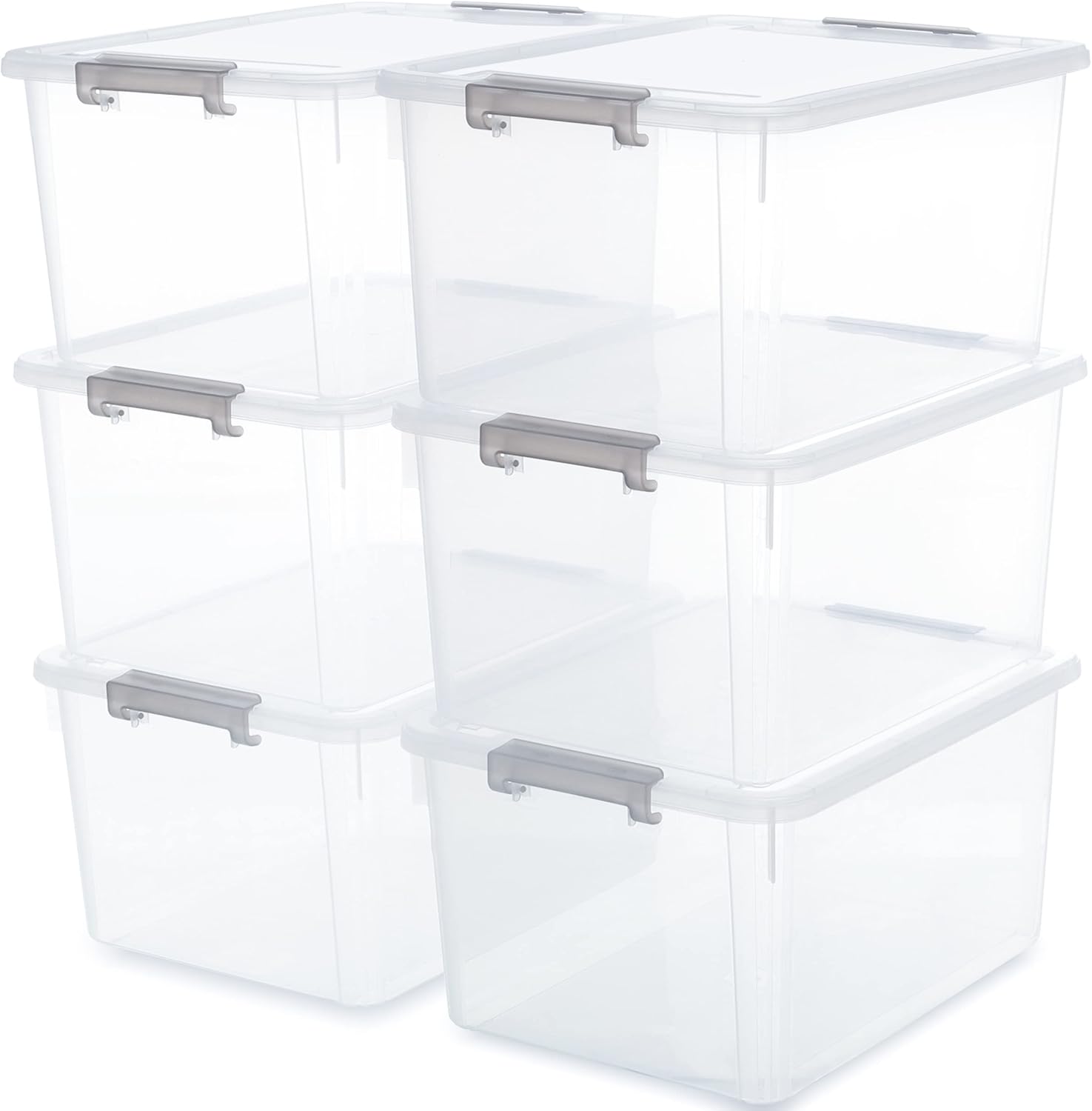 Citylife 6 Packs 32 QT Plastic Storage Bins for Organizing