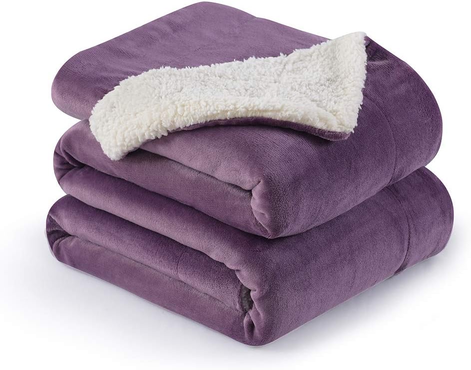 NANPIPER Couch Blanket Reversible Sherpa Flannel Ultra-Soft