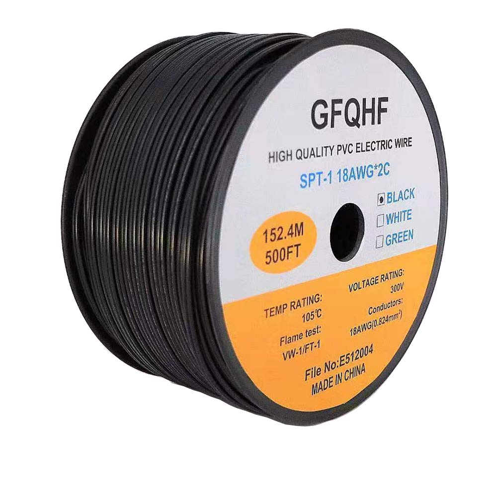 500FT SPT-1 Black Electrical Wire for Holiday Lighting Needs