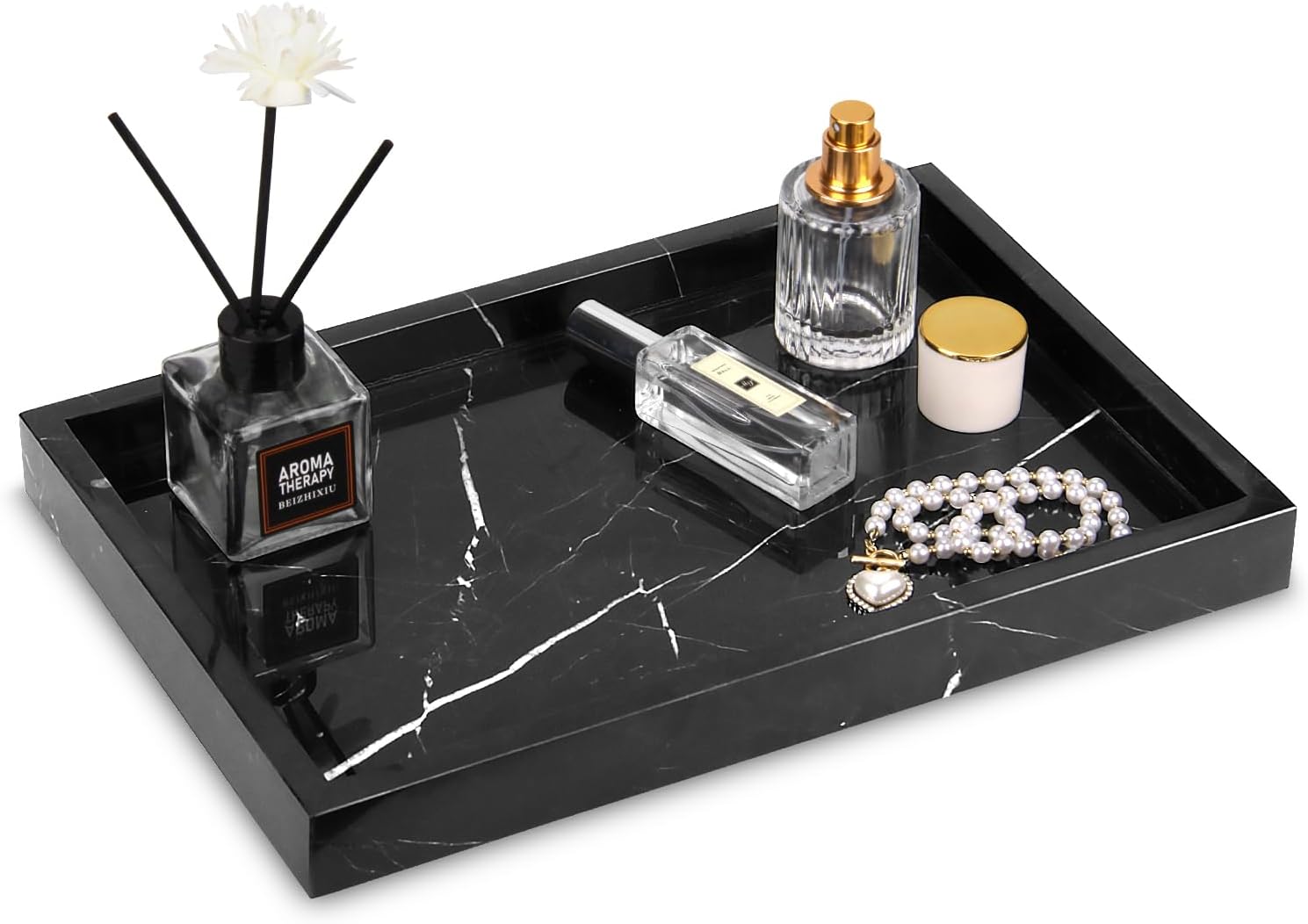 Natural Marble Bathroom Vanity Tray for Elegant Home Decor