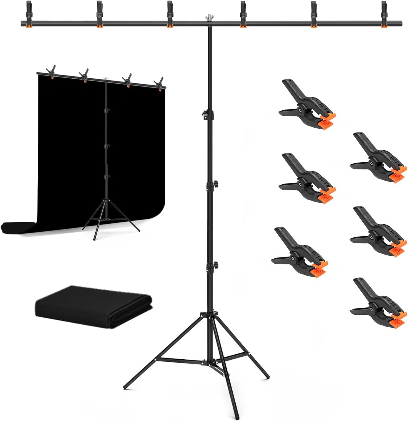 Black Screen Backdrop with Stand Kit for Photography and Video