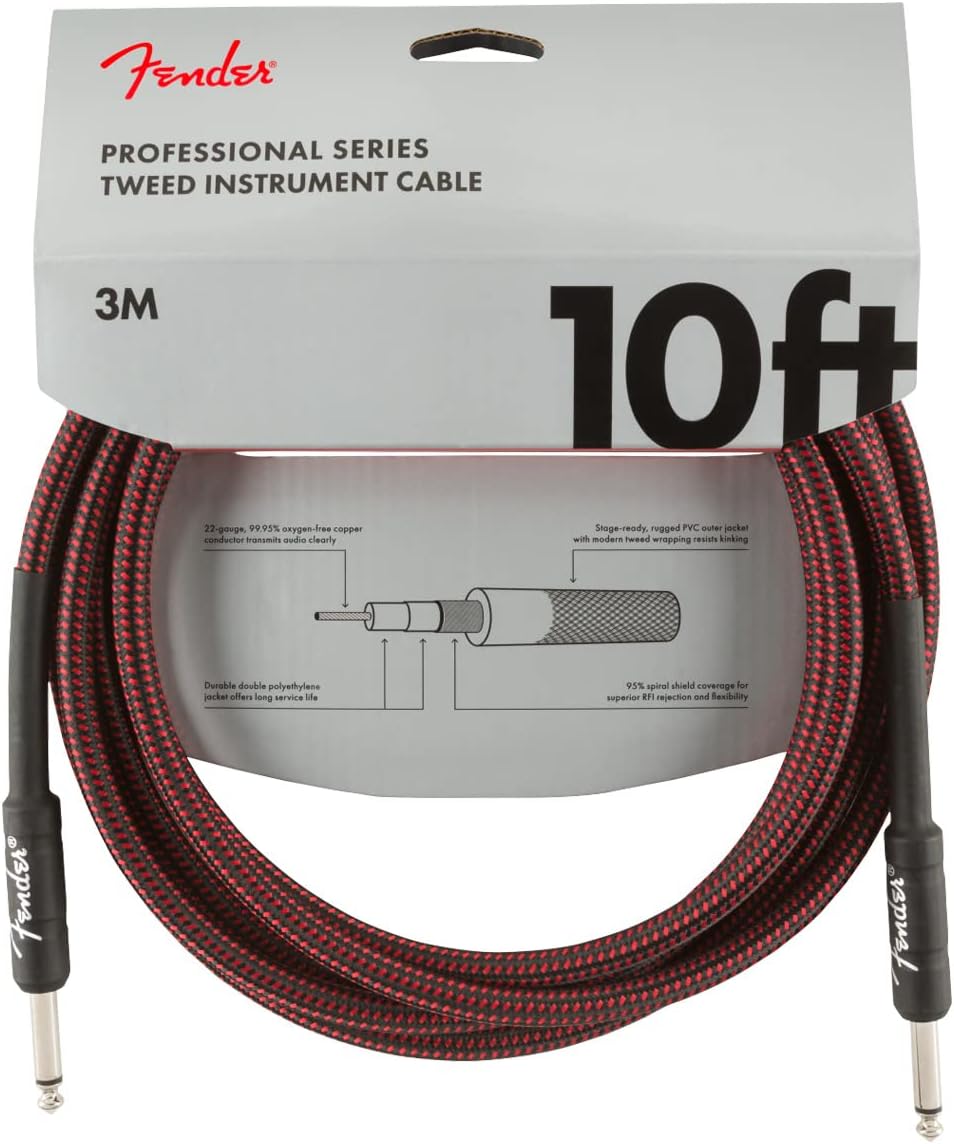 Red Fender 10ft Pro Tweed Guitar Cable