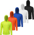 Mens Active Athletic Long Sleeve Hooded T-Shirts 5 Pack - Sun Yasumond