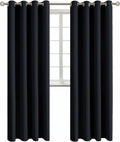 Black 2-Panel Blackout Curtains 52 x 95 in - Grommet Thermal Drapes