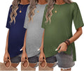 Ekouaer Maternity Shirts 3-Pack Short Sleeve Oversized Tops Clothing