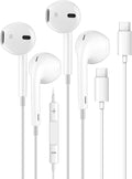USB C Headphones for iPhone 16 and Android - Wired Earbuds 2 Pack