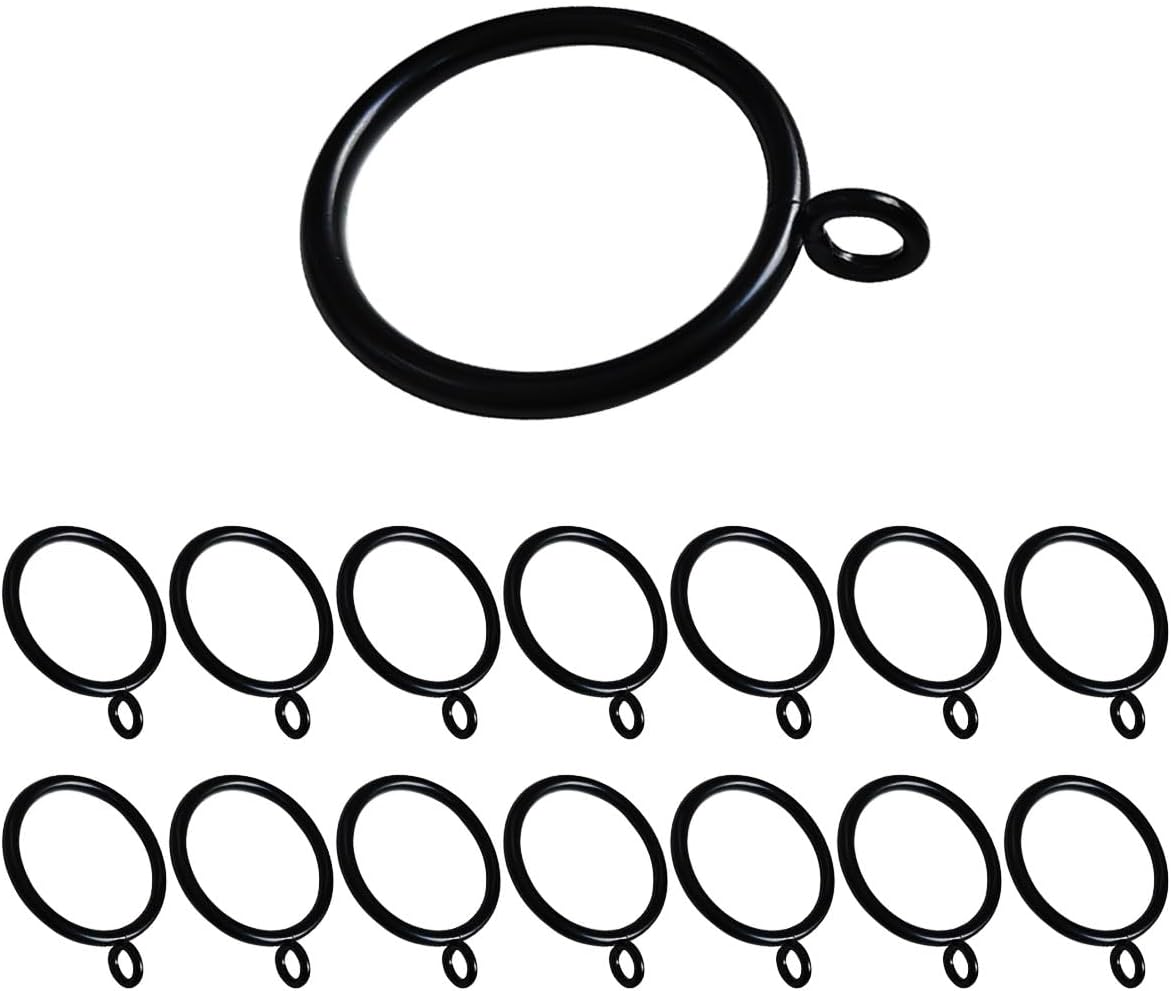 15 Black Curtain Rings with Eyelets - ZTEOFO