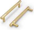 Brushed Brass Knurled Cabinet Handles 3.75in CC - Durable Kitchen