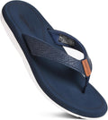Womens Flip Flops with Medium Arch Support - Navy Blue Comfort