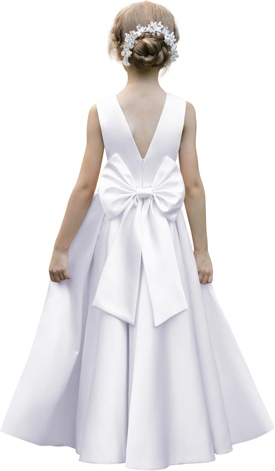 Satin Flower Girl Dresses for Wedding Backless Princess Gowns
