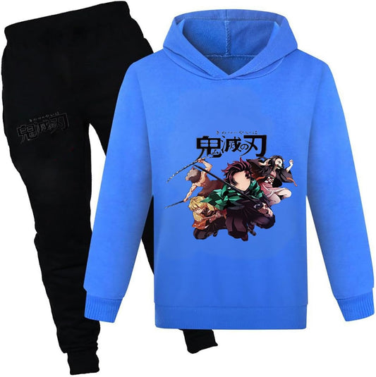 D.O.T Boys Girls Anime Slayer Tracksuit Pullover Hoodie Set