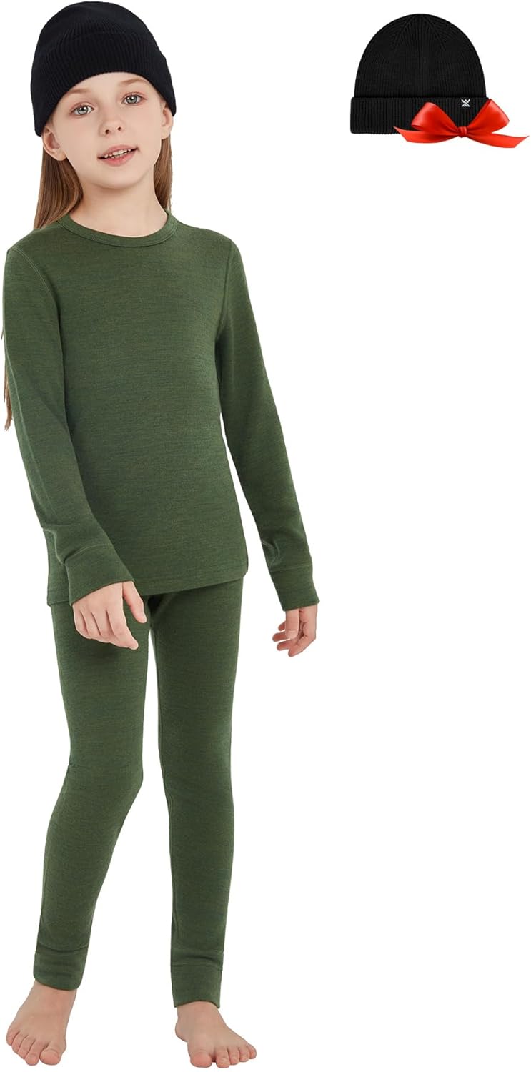 Unisex Kids' Merino Wool Base Layer Sets for Active Lifestyles