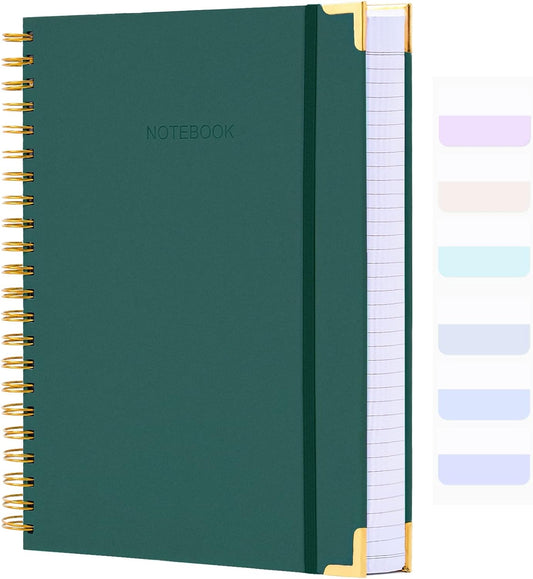 Large 300-Page College-Ruled Leather Notebook w/ 24 Index Tabs