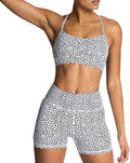Women's 2 Piece Workout Set High Waisted Biker Shorts & Bra - IMEKIS