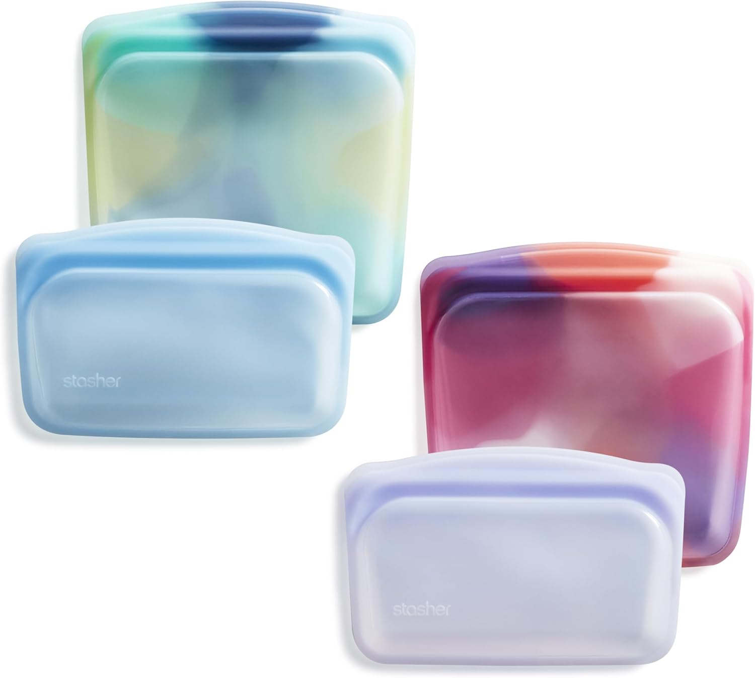 Stasher Premium Silicone Reusable Food Storage Bags, 4-Pack