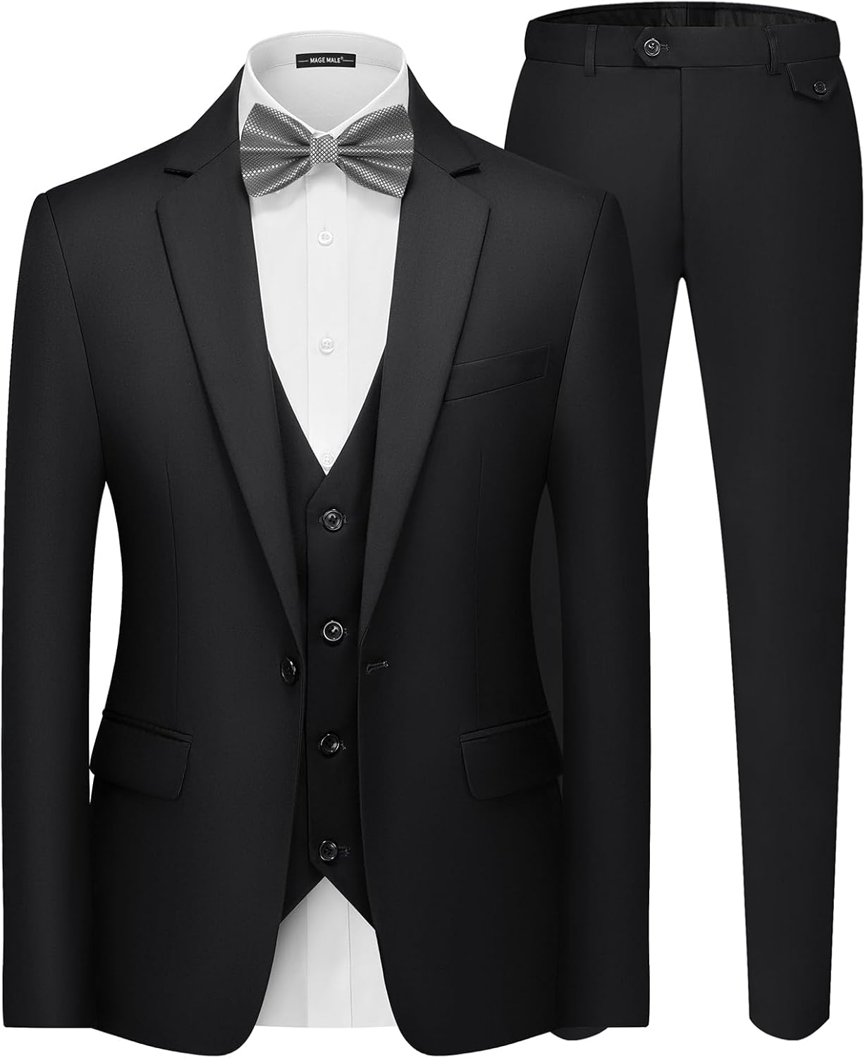 MAGE MALE Men's 3 Pieces Suit Elegant Solid Slim Fit Blazer Set