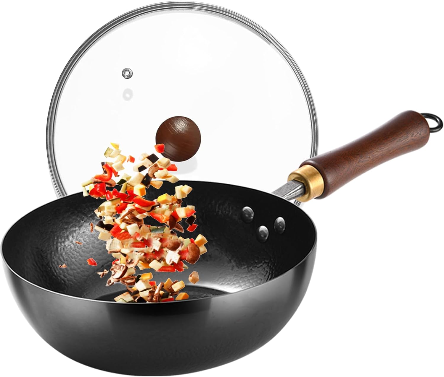 Carbon Steel Wok Pan for Stir-Frying and Cooking Versatility
