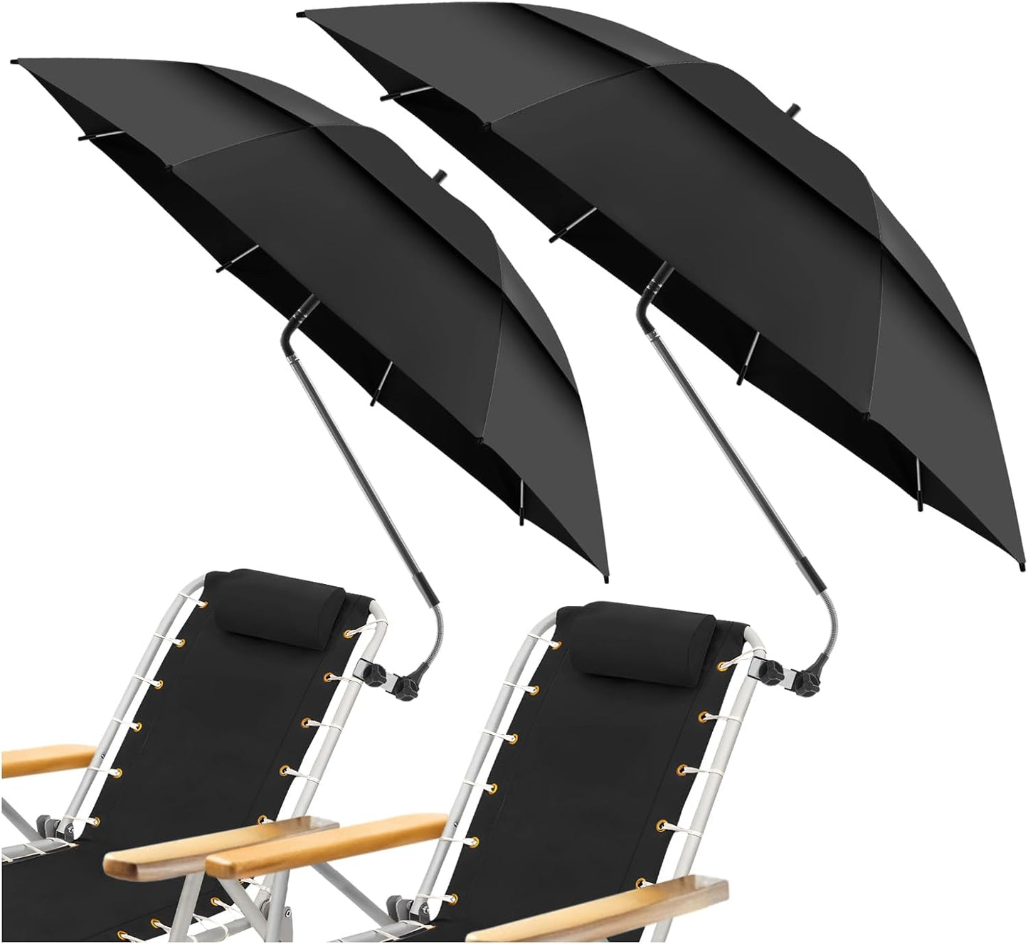 Double Canopy Umbrella with Clamp for Beach and Outdoor Use