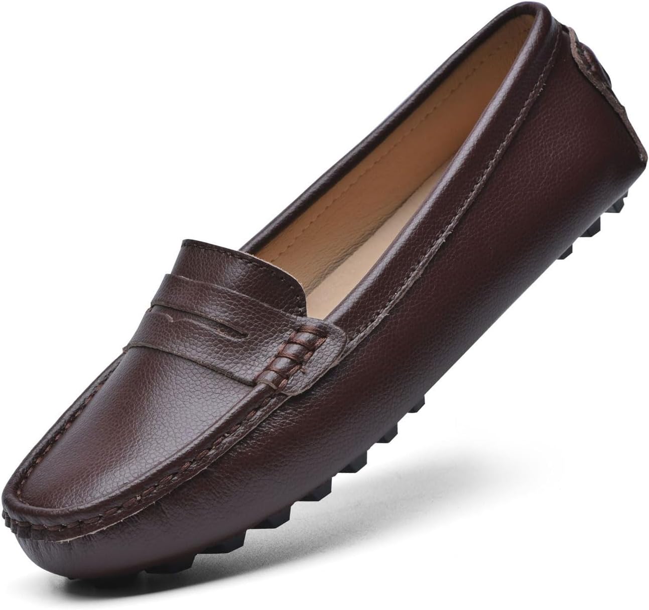 BEAUSEEN Women's Genuine Leather Penny Loafers for Comfort