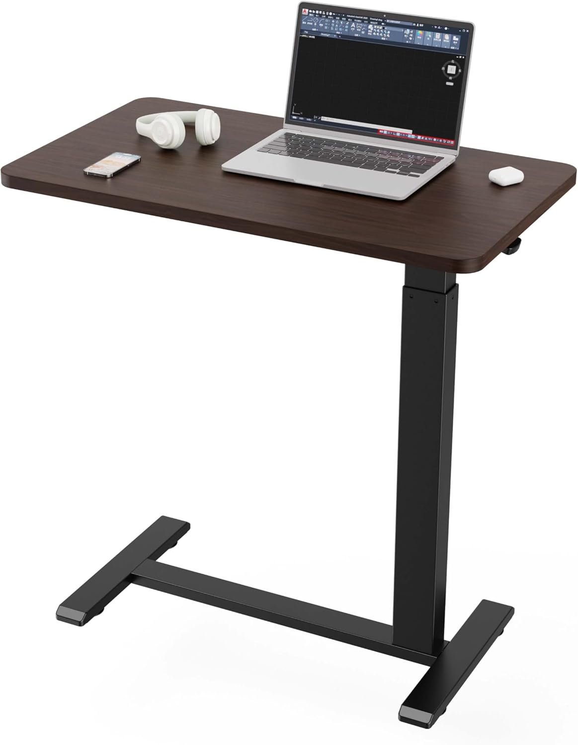 Adjustable Height Side Table with Wheels for Bed and Couch