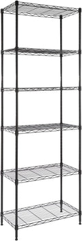 6-Tier Wire Shelving Unit 21.1in x 11.9in x 64in - Slim Adjustable