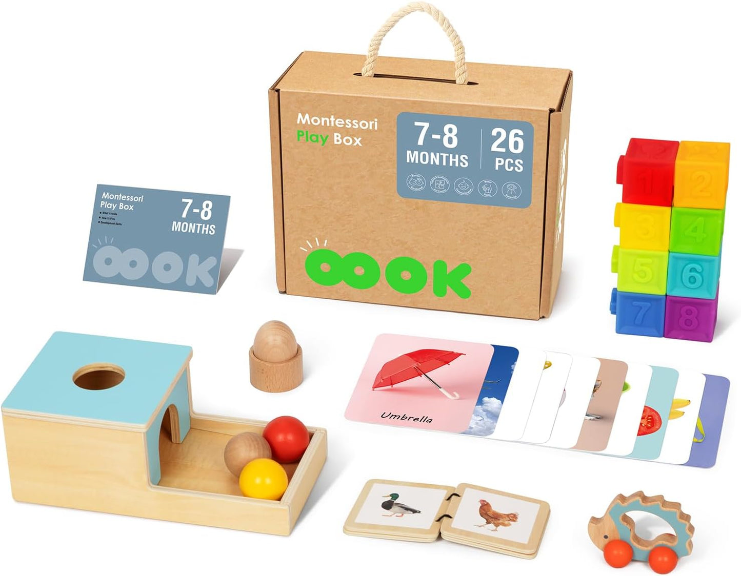 TOOKYTOY Montessori Baby Toy Set: 7-in-1 Educational Fun!