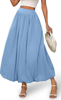 Women's Bubble Maxi Skirt with Pockets - Y2k Puffy Hem Casual