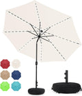 10 ft Solar Patio Umbrella with 88 LEDs and Sand Bag Base - Bright