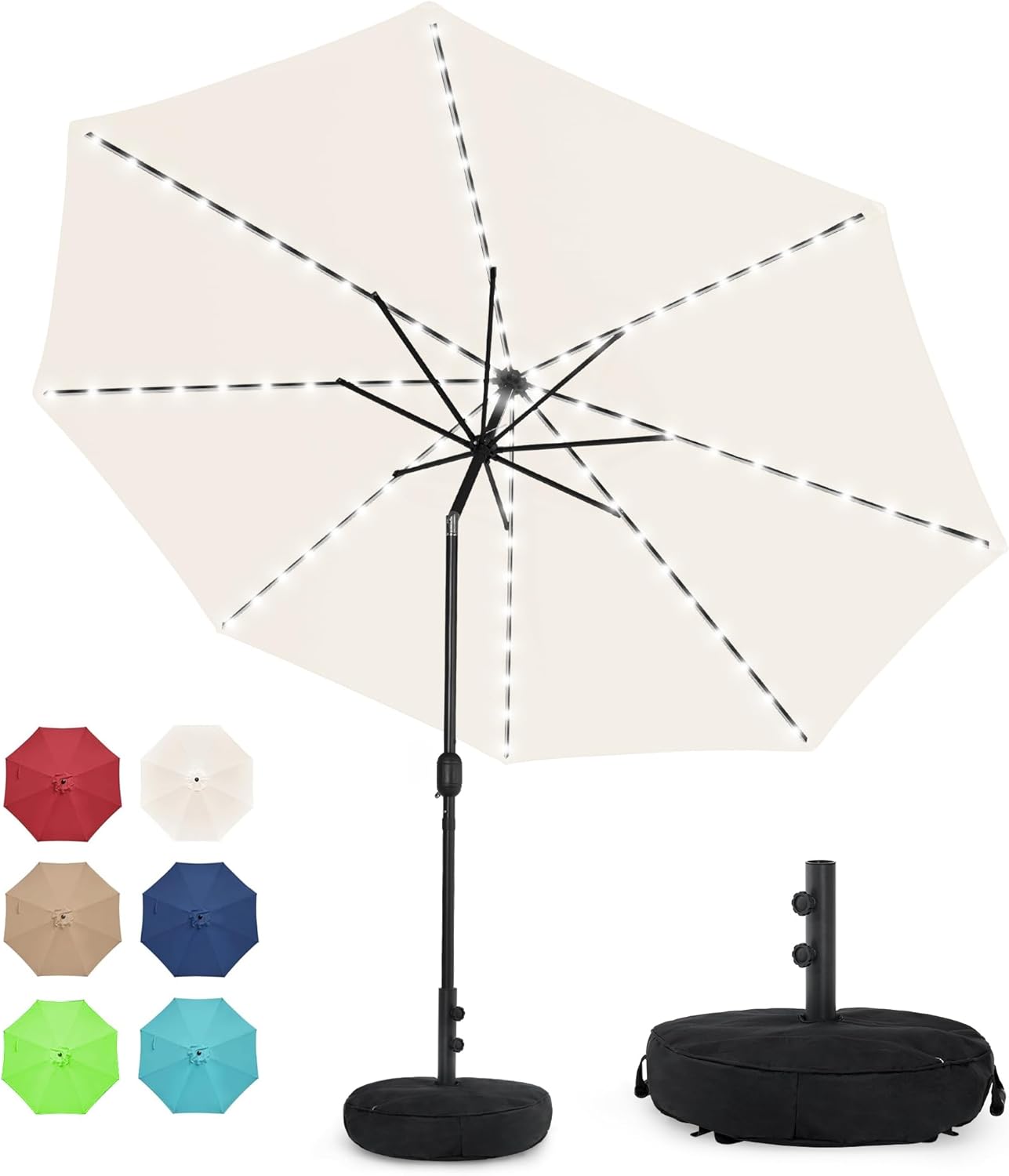 Sundale Outdoor Solar 88 LED 10 ft Patio Umbrella for Shade