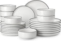 MALACASA Plates and Bowls Set 24-Piece Dinnerware - Modern White