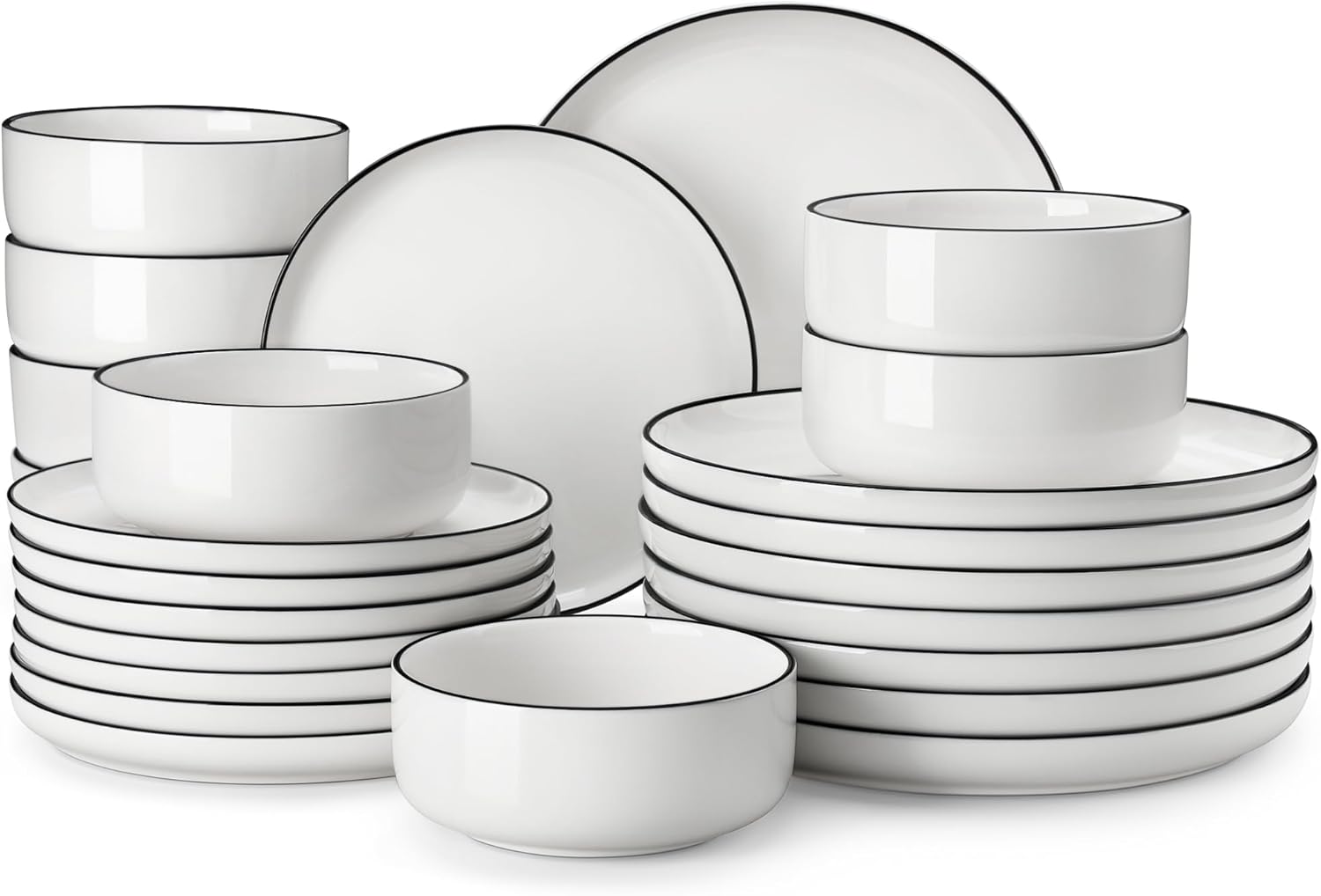 MALACASA 24-Piece Modern Porcelain Dinnerware Set for 8