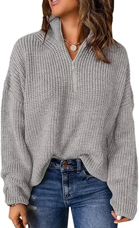 Dokotoo Womens Sweaters Long Sleeve 1/4 Zip Pullover Tops