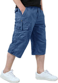 Men's Cargo Shorts Below Knee Twill Capri Pants - Comfortable Fit