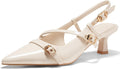 Coutgo Womens Slingback Kitten Heels - Low Heel Pointed Pumps