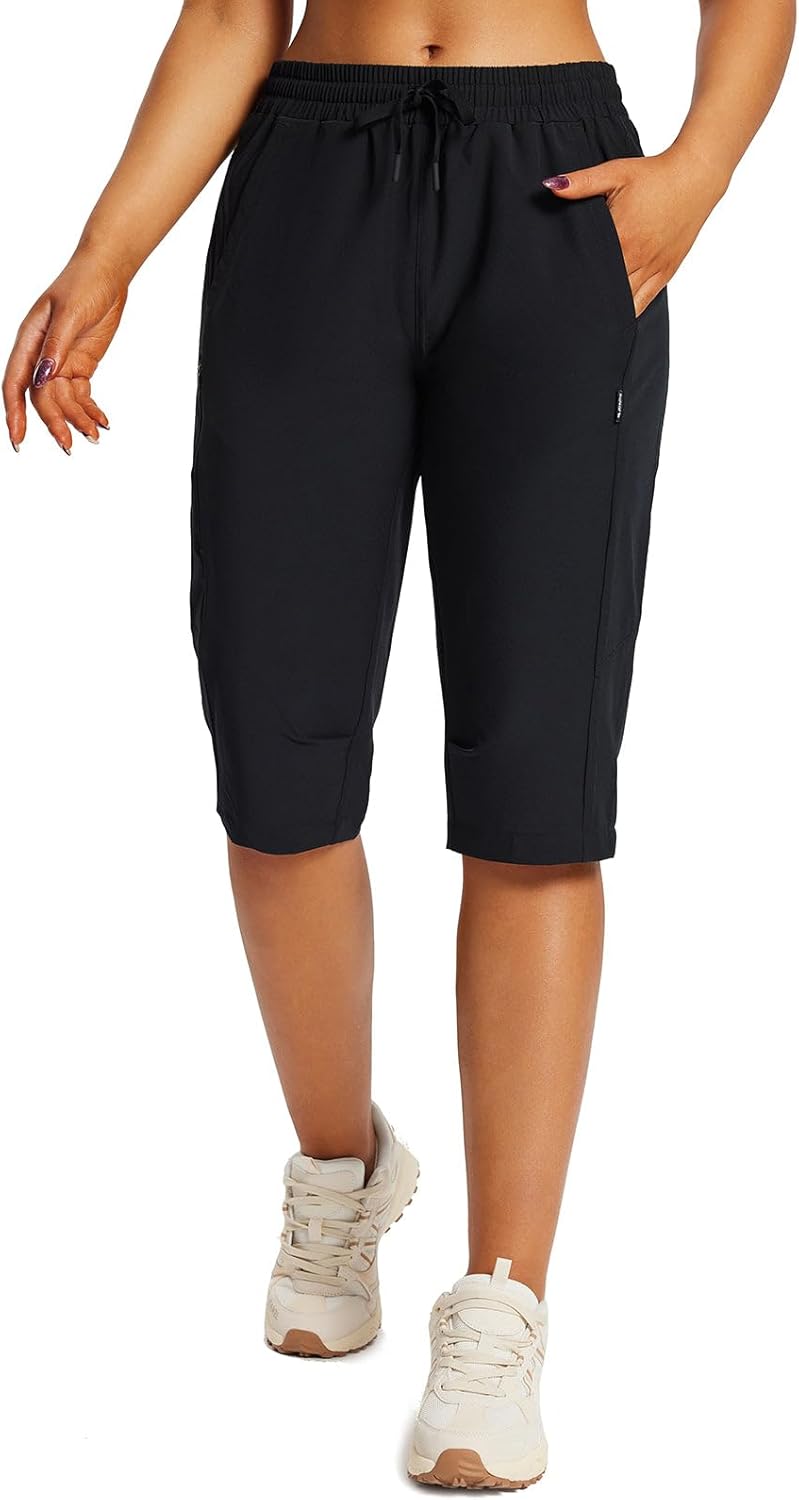 baleaf Women's 15in Hiking Shorts Long Cargo Capris for Comfort