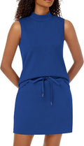 Two Piece Skirt Set for Women Sleeveless Mock Neck Skort Set - Light