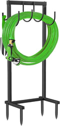 Garden Hose Holder with 4 Spikes and 6 Hooks - Sturdy Freestanding