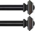 Black 2 Pack Curtain Rod 32 to 58 in Adjustable - Square Finials
