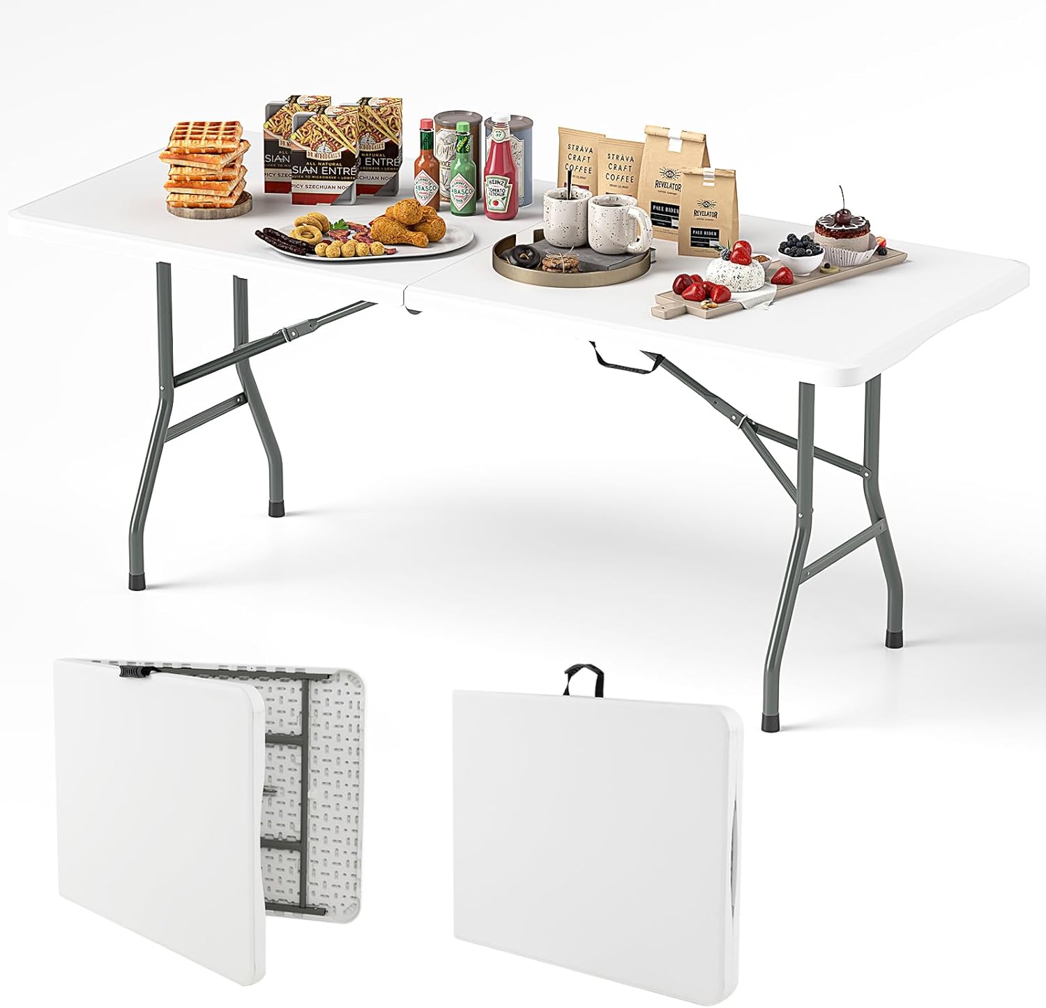 Goplus 6ft Plastic Folding Table for Outdoor Events and Dining