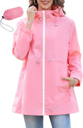 Zando Packable Rain Jacket Women Waterproof Hooded Windbreaker