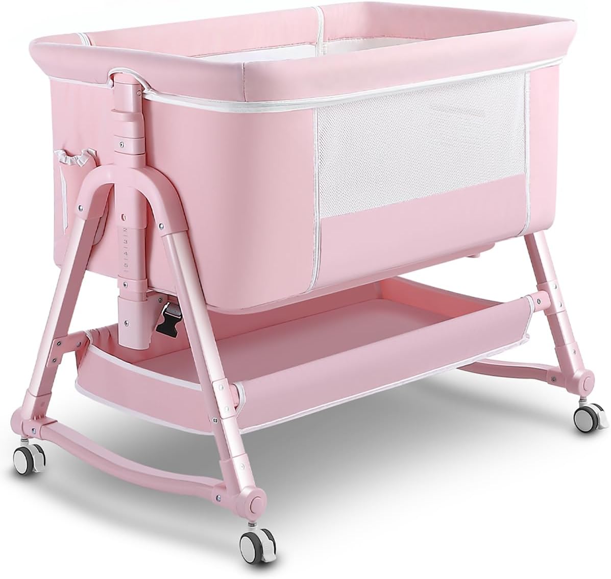 4 in 1 Bedside Bassinet for Baby with Mosquito Net and Wheels