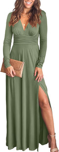 ANRABESS Deep V-Neck Maxi Dress - Elegant Fall Style
