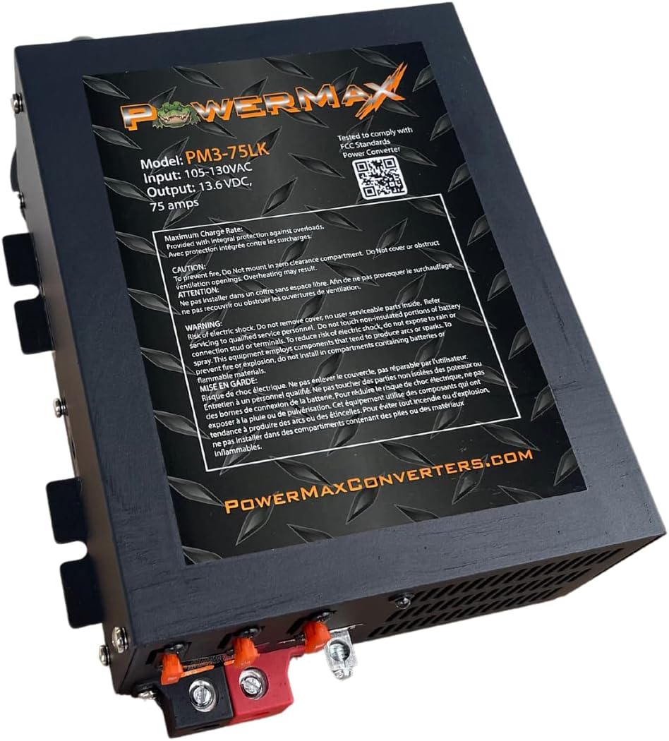 PowerMax PM3 75LK RV Power Converter - 12 Volt 75 Amp Smart Charger