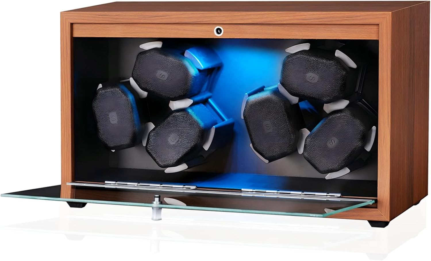 Super Quiet 6-Watch Winder - Blue LED Rotator