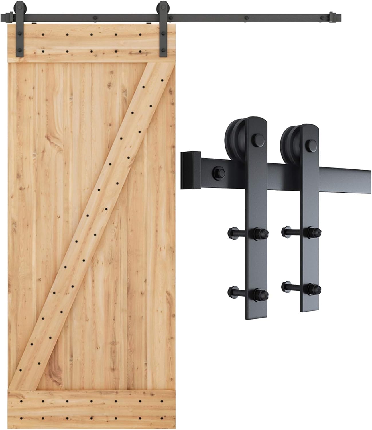 SMARTSTANDARD 6ft Barn Door Hardware Kit for Smooth Sliding