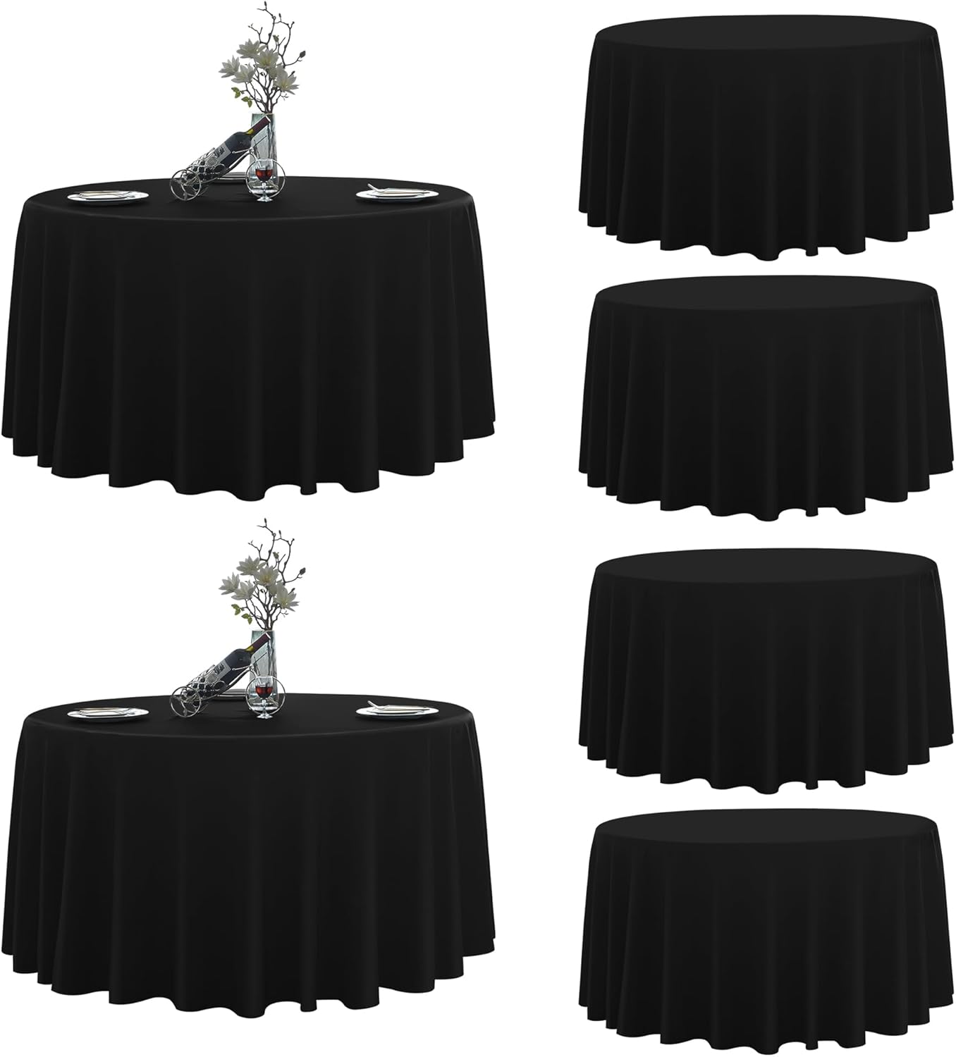 Round Tablecloth 120in Stain Resistant 6 Pack for Events