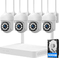 Home Security Camera System 4Pcs PTZ Wireless Cameras - Smart Night