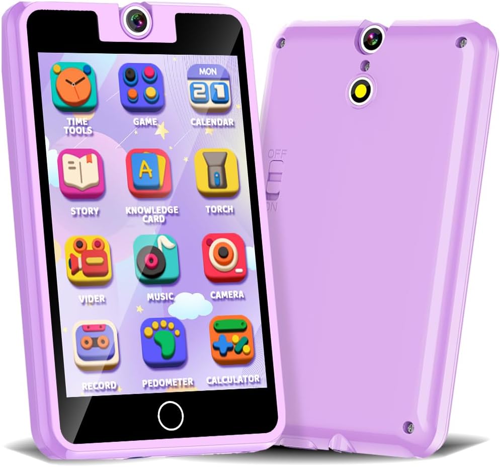 Interactive Kids Pretend Smartphones - 28 Games, Rotating Camera, Music, Storybook - Purple