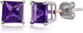 5mm Princess Cut Gemstone Stud Earrings in 10K White Gold